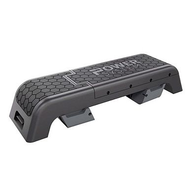 Power Systems Aerobic Deck Adjustable Fitness Deck Bench with Storage, Black/Gray