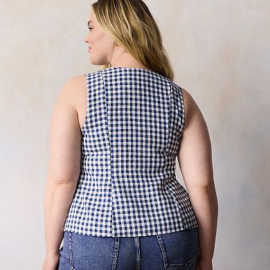 Plus Size LC Lauren Conrad Crewneck Longline Vest