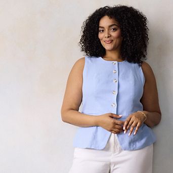 Plus Size LC Lauren Conrad Crewneck Longline Vest