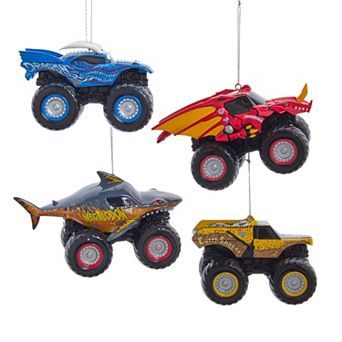 Kurt Adler 2.25-Inch Monster Jam 4 pc Ornament Set
