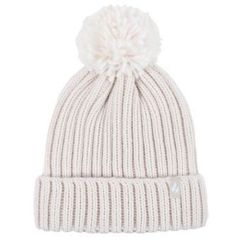 Girls Heat Holders Heatweaver Lined Ribbed Knit Rollup Hat with Pom Pom
