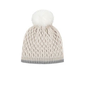 Girls Heat Holders Lined Cable Knit Hat With Contrast Trim