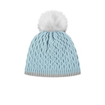 Girls Heat Holders Lined Cable Knit Hat With Contrast Trim