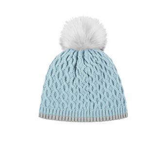 Girls Heat Holders Lined Cable Knit Hat With Contrast Trim
