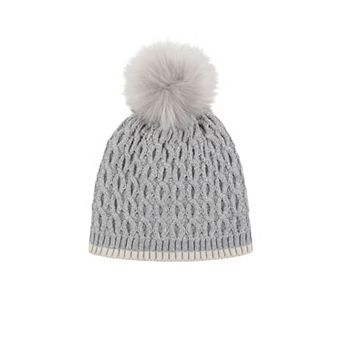 Girls Heat Holders Lined Cable Knit Hat With Contrast Trim