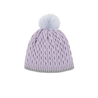 Girls Heat Holders Lined Cable Knit Hat With Contrast Trim