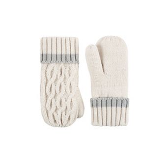 Toddler Girl Heat Holders Heatweaver Lined Two-Tone Cable Knit Mittens