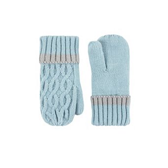 Toddler Girl Heat Holders Heatweaver Lined Two-Tone Cable Knit Mittens