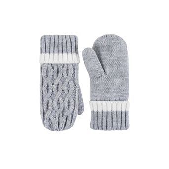 Toddler Girl Heat Holders Heatweaver Lined Two-Tone Cable Knit Mittens
