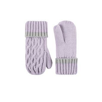 Toddler Girl Heat Holders Heatweaver Lined Two-Tone Cable Knit Mittens