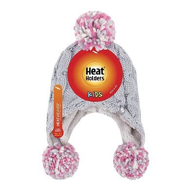 Toddler Girl Heat Holders Cozy Ears Hat with Pom Poms