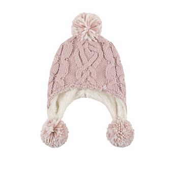 Toddler Girl Heat Holders Cozy Ears Hat with Pom Poms