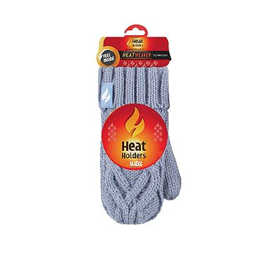 Toddler Girl Heat Holders Heatweaver Lined Chunky Cable Knit Mittens