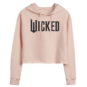 Juniors' Wicked Black Glitter Logo Cropped Hoodie