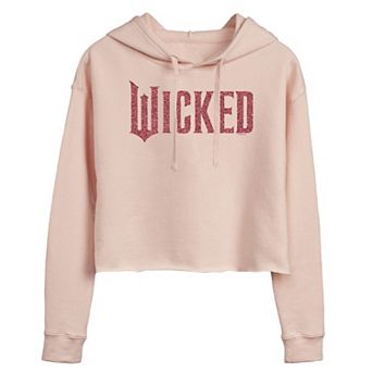 Juniors' Wicked Pink Glitter Logo Cropped Hoodie