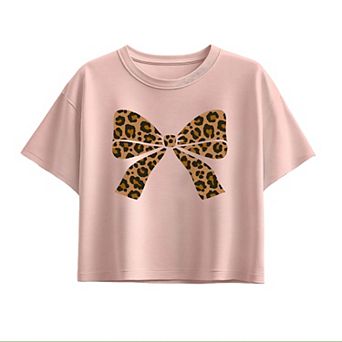 Girls 7-16 Leopard Print Bow Boxy Tee