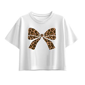 Girls 7-16 Leopard Print Bow Boxy Tee