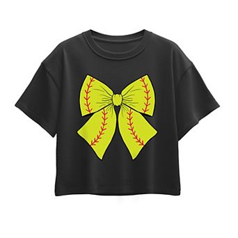 Girls 7-16 Softball Bow Boxy Tee