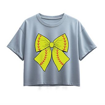 Girls 7-16 Softball Bow Boxy Tee