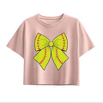 Girls 7-16 Softball Bow Boxy Tee