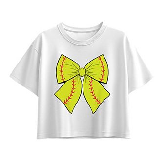 Girls 7-16 Softball Bow Boxy Tee