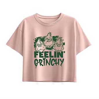 Girls 7-16 Dr. Seuss The Grinch Feelin' Grinchy Boxy Tee