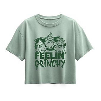 Girls 7-16 Dr. Seuss The Grinch Feelin' Grinchy Boxy Tee