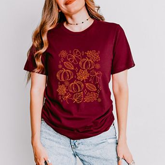 Fall Decorations Outline - Women's Short Sleeve Graphic T-Shirt
