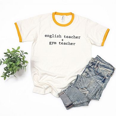 English Teacher + Gym Teacher Typewriter - Womens Ringer Tee