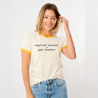 English Teacher + Gym Teacher Typewriter - Womens Ringer Tee