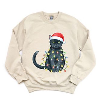 Black Cat Christmas Lights - Women's Graphic Sweatshirt