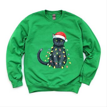 Black Cat Christmas Lights - Women's Graphic Sweatshirt