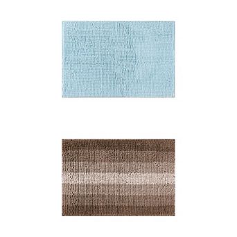 2 Packs Soft Plush & Fluffy Bath Mats Non Slip Extra Thick Bathroom Rugs 16"x24"/20"x32"