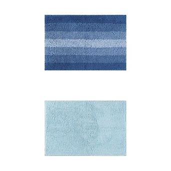 2 Packs Soft Plush & Fluffy Bath Mats Non Slip Extra Thick Bathroom Rugs 16"x24"/20"x32"