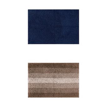 2 Packs Soft Plush & Fluffy Bath Mats Non Slip Extra Thick Bathroom Rugs 16"x24"/20"x32"