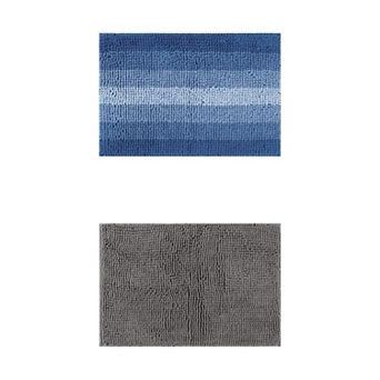 2 Packs Soft Plush & Fluffy Bath Mats Non Slip Extra Thick Bathroom Rugs 16"x24"/20"x32"