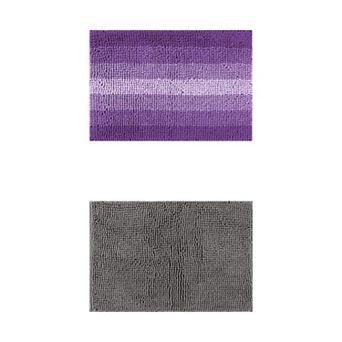 2 Packs Soft Plush & Fluffy Bath Mats Non Slip Extra Thick Bathroom Rugs 16"x24"/20"x32"
