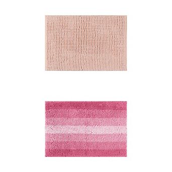 2 Packs Soft Plush & Fluffy Bath Mats Non Slip Extra Thick Bathroom Rugs 16"x24"/20"x32"