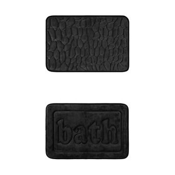 2 Packs Non Skid Bottom Soft Bath Mat, Water Absorbent Quick Dry Bath Carpet Rug 16"x24"/20"x32"