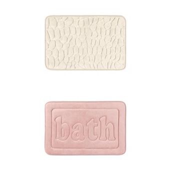 2 Packs Non Skid Bottom Soft Bath Mat, Water Absorbent Quick Dry Bath Carpet Rug 16"x24"/20"x32"