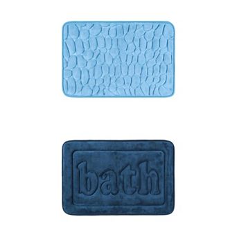 2 Packs Non Skid Bottom Soft Bath Mat, Water Absorbent Quick Dry Bath Carpet Rug 16"x24"/20"x32"