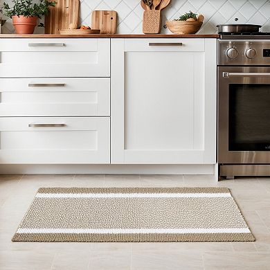 2 Packs Striped Bathroom Rug Mat, Non-Slip Soft Plush Shaggy Washable Bath Carpet 16"x24"/20"x32"