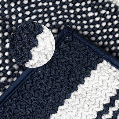 2 Packs Striped Bathroom Rug Mat, Non-Slip Soft Plush Shaggy Washable Bath Carpet 16"x24"/20"x32"