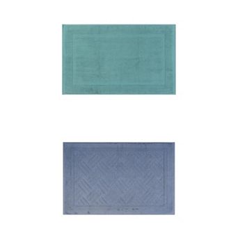 2 Packs Towel Cotton Banded Bath Mat, Reversible Step Out Soft Absorbent Bath Rug 16"x24"/20"x32"
