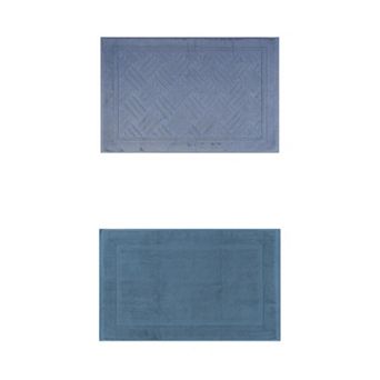 2 Packs Towel Cotton Banded Bath Mat, Reversible Step Out Soft Absorbent Bath Rug 16"x24"/20"x32"