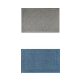 2 Packs Towel Cotton Banded Bath Mat, Reversible Step Out Soft Absorbent Bath Rug 16"x24"/20"x32"