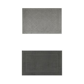 2 Packs Towel Cotton Banded Bath Mat, Reversible Step Out Soft Absorbent Bath Rug 16"x24"/20"x32"