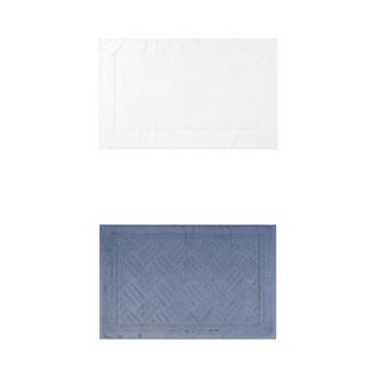 2 Packs Towel Cotton Banded Bath Mat, Reversible Step Out Soft Absorbent Bath Rug 16"x24"/20"x32"