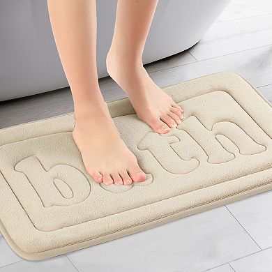 2 Packs Bathroom Rugs, Non Skid Bottom Soft Mat, Water Absorbent Bath Carpet Rug 16"x24"/20"x32"