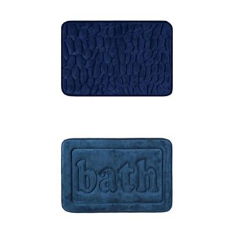 2 Packs Bathroom Rugs, Non Skid Bottom Soft Mat, Water Absorbent Bath Carpet Rug 16"x24"/20"x32"